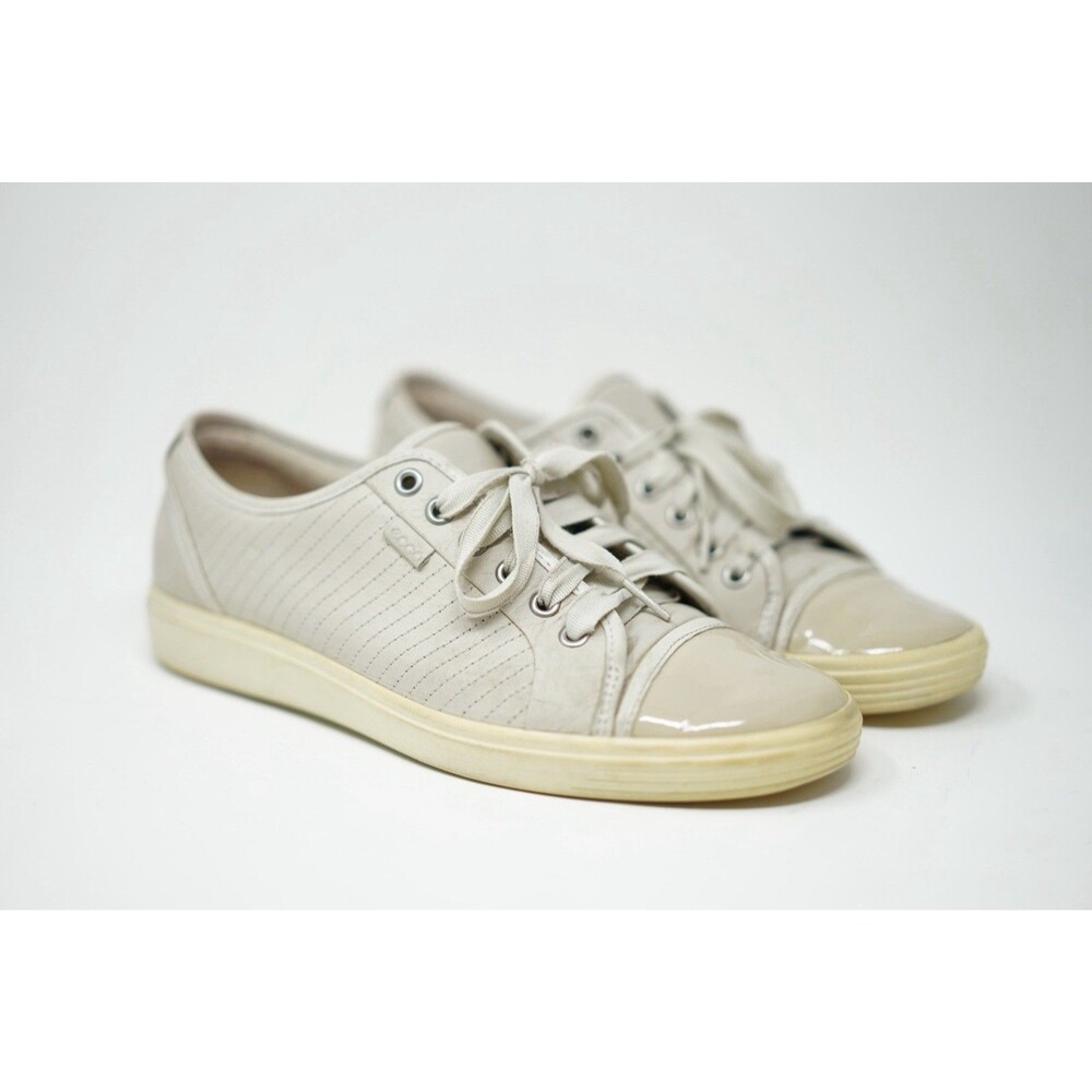 Ecco Soft 7 Women’s Beige Leather & Patent Sneakers Size 41 EUR